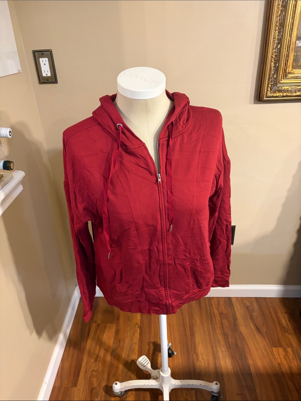 Soma Women’s Red Zip-Front Utility Hoodie Jacket